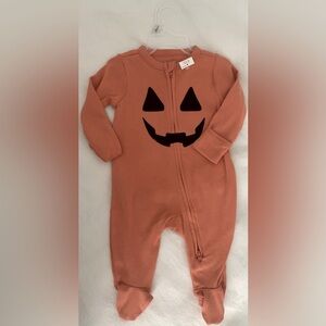 Old Navy Smiling Jack-O'-Lantern Bodysuit - Orange and Black